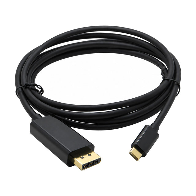 Zwarte USB-C naar DisplayPort kabel van 1,8 meter met vergulde stekkers, opgerold