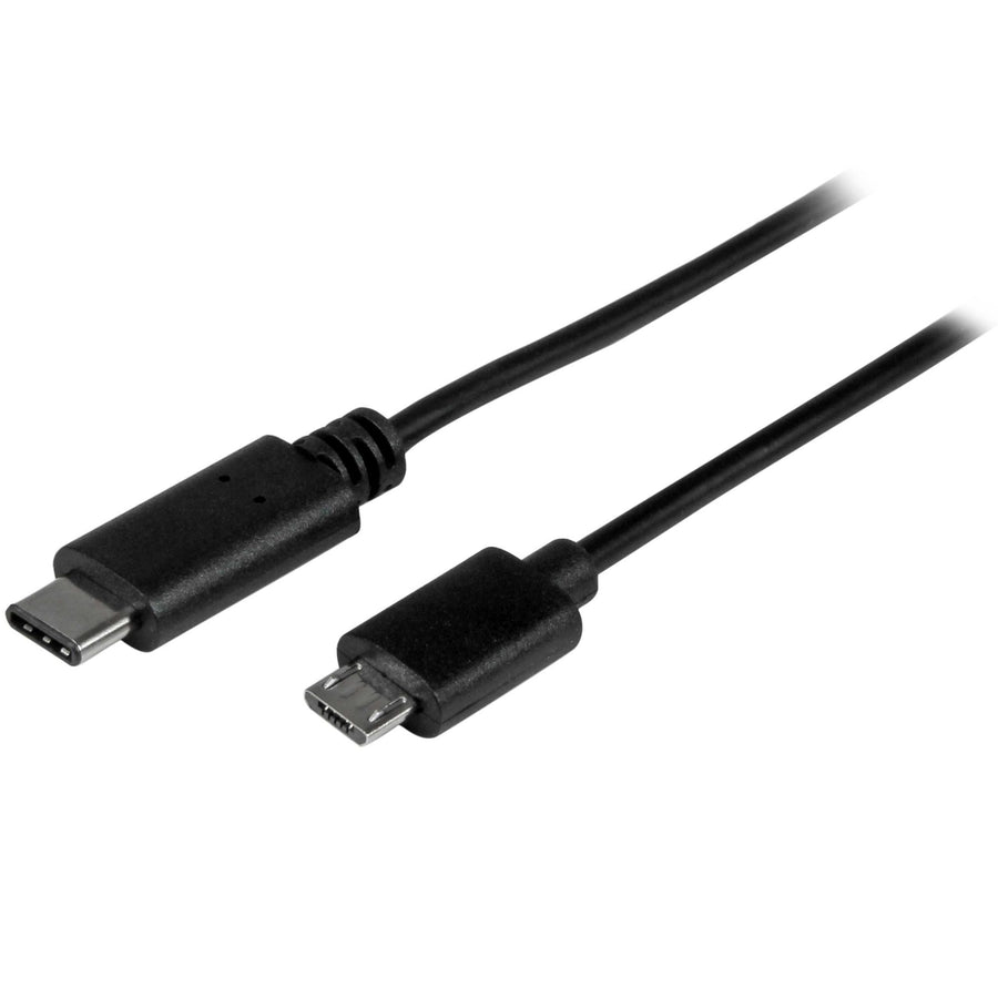 USB-C naar micro-USB kabel, oplaad- en datakabel USB 2.0, zwart, met beide stekkers, tweedehands