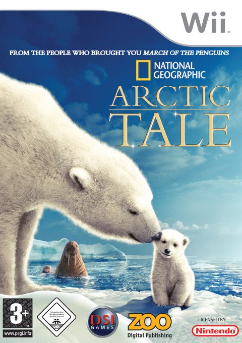 Nintendo Wii Arctic Tale van National Geographic, doos voorkant met ijsbeer en jong, USK-label, tweedehands