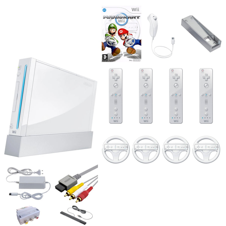 Nintendo-Wii Console - Wit + Mario Kart 4-spelers racebundel Tweedehands