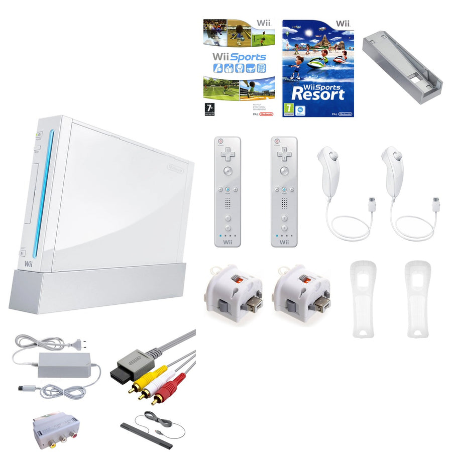 Nintendo-Wii Console - Wit + Wii Sports + Resort 2-spelers bundel Tweedehands