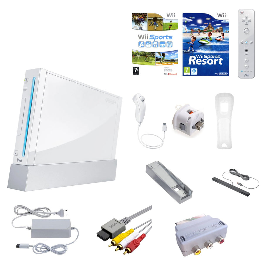 Nintendo-Wii Console - Wit + Wii Sports + Wii Sports Resort bundel Tweedehands