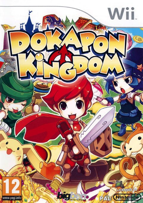 Nintendo Wii Dokapon Kingdom van Bigben, doos voorkant met roodharige ridder met zwaard, tweedehands