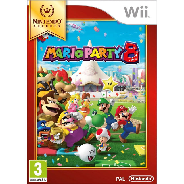 Nintendo Wii Mario Party 8 Nintendo Selects-uitgave, doos voorkant