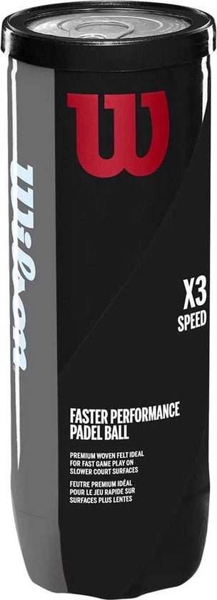 Wilson blik met 3 padelballen X3 Speed, zwart, vooraanzicht