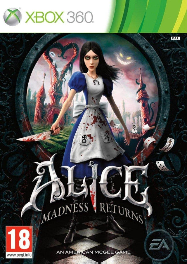 Xbox 360 Alice Madness Returns van American McGee en EA, doos voorkant met Alice, tweedehands