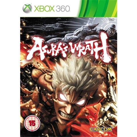 Xbox 360 Asura's Wrath van Capcom, actiegame, doos voorkant met BBFC 15-label, tweedehands