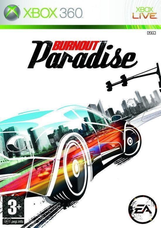 Xbox 360 Burnout Paradise, doos voorkant, tweedehands