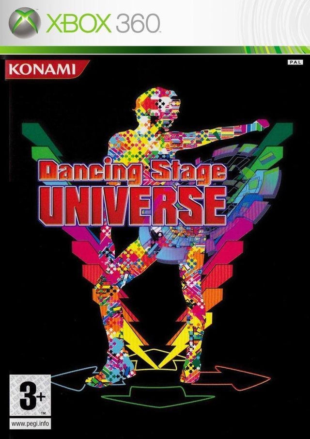 Xbox 360 Dancing Stage Universe van Konami, dansgame, doos voorkant, tweedehands