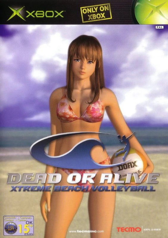 Xbox Dead or Alive Xtreme Beach Volleyball van Tecmo, doos voorkant met een vrouw in bikini op het strand, tweedehands