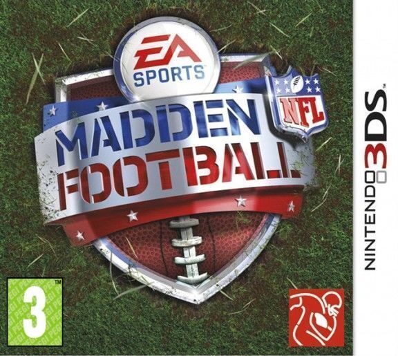 Nintendo 3DS Madden NFL Football van EA Sports, doos voorkant met schild en football, tweedehands