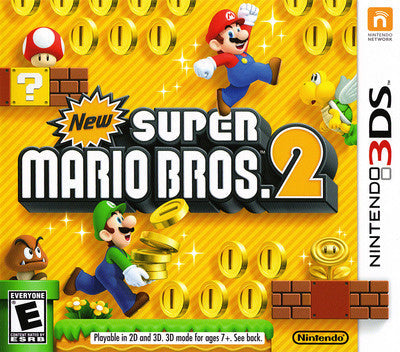 Nintendo 3DS New Super Mario Bros 2, doos voorkant, Amerikaanse ESRB-uitgave, tweedehands
