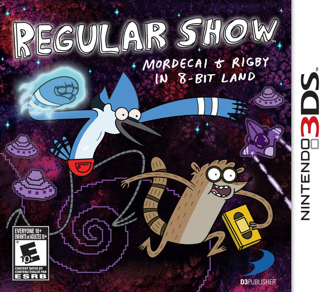 Nintendo 3DS Regular Show Mordecai and Rigby in 8-bit Land, doos voorkant, Amerikaanse ESRB-uitgave, tweedehands