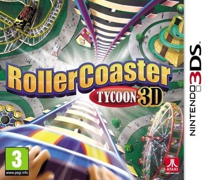 Nintendo 3DS RollerCoaster Tycoon 3D, doos voorkant, tweedehands