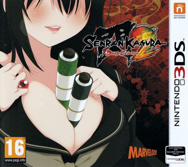 Nintendo 3DS Senran Kagura 2 Deep Crimson, doos voorkant, tweedehands