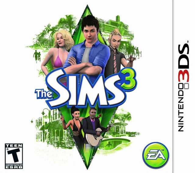 Nintendo 3DS The Sims 3 van EA, ESRB-hoes met Sims rond de groene diamant, tweedehands