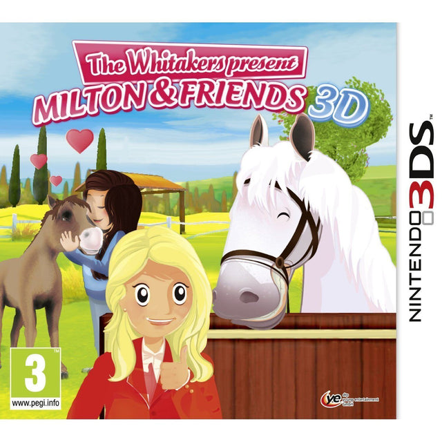 Nintendo 3DS The Whitakers Present Milton & Friends 3D, doos voorkant met een meisje en paarden, tweedehands