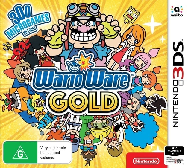 Nintendo 3DS WarioWare Gold, doos voorkant, Australische uitgave, tweedehands