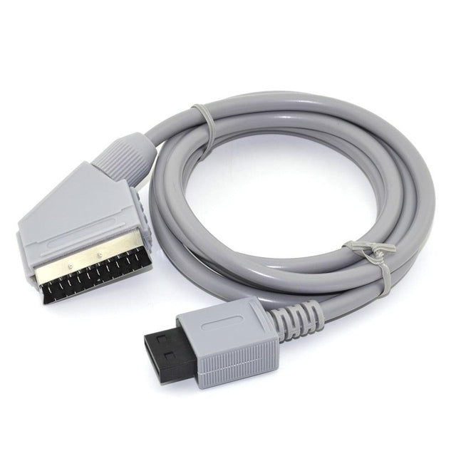 SCART-kabel voor Nintendo Wii, grijs, opgerold, voorkant, tweedehands