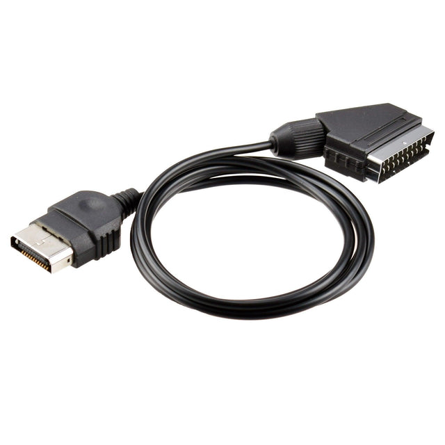 SCART-kabel voor Xbox, zwart met grijze SCART-stekker, voorkant, tweedehands