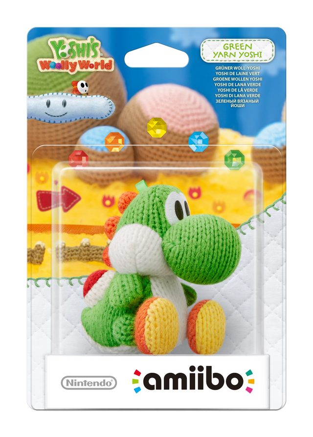 Nintendo amiibo Green Yarn Yoshi Yoshi's Woolly World series, groene gehaakte Yoshi van wol in blister, voorkant