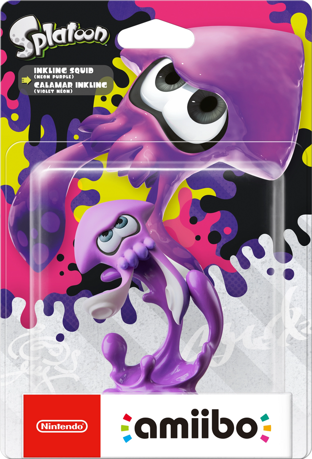 Nintendo amiibo Inkling Squid neon purple Splatoon series, paarse inktvis in blisterverpakking, voorkant