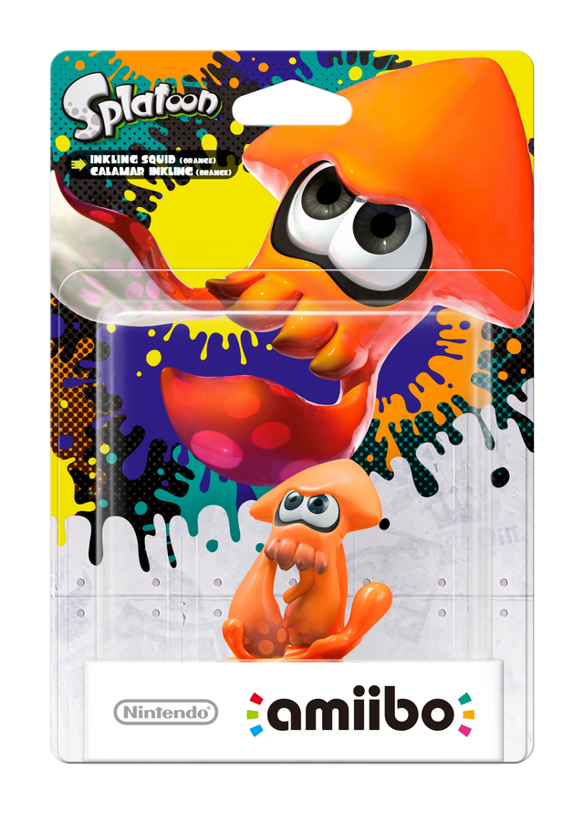 Nintendo amiibo Inkling Squid oranje Splatoon series, oranje inktvis in blisterverpakking, voorkant