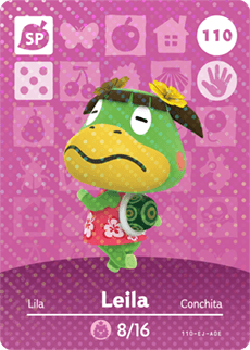 Nintendo amiibo kaart Leila 110, Animal Crossing series 2, paarse kaart voorkant, tweedehands