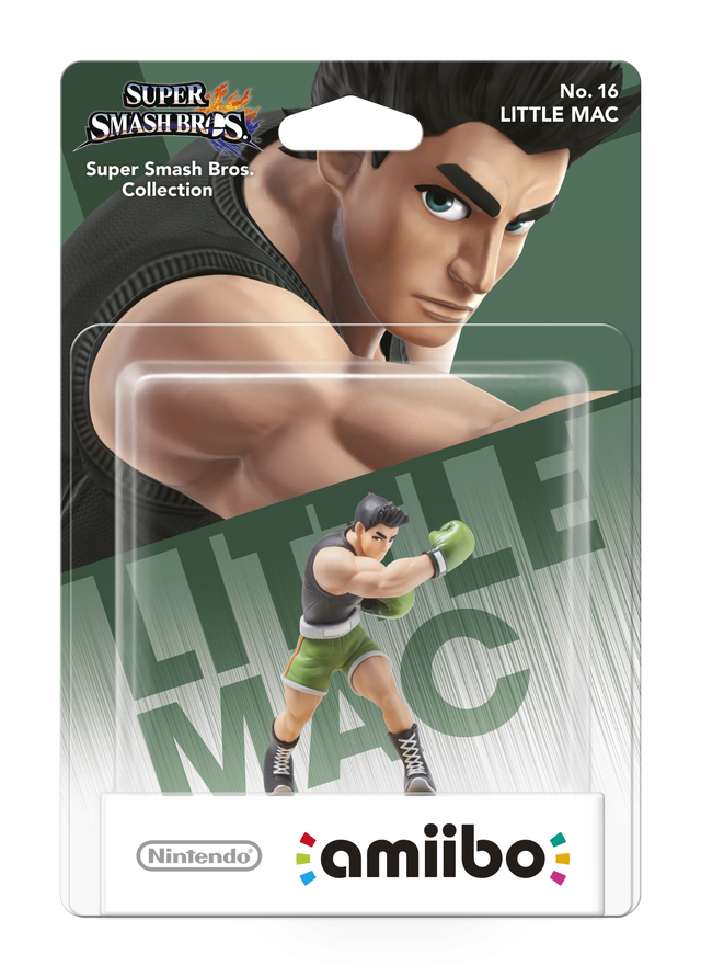 Nintendo amiibo Little Mac nr. 16 Super Smash Bros. series, bokser met groene handschoenen in blisterverpakking, voorkant