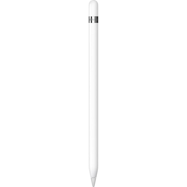 Apple Pencil 1e generatie A1603, wit, rechtopstaand met zilveren ring bij de dop, tweedehands
