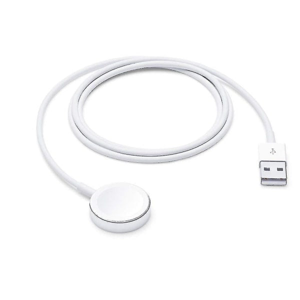 Apple Watch magnetische oplaadkabel 1 meter, wit, opgerold met USB-stekker