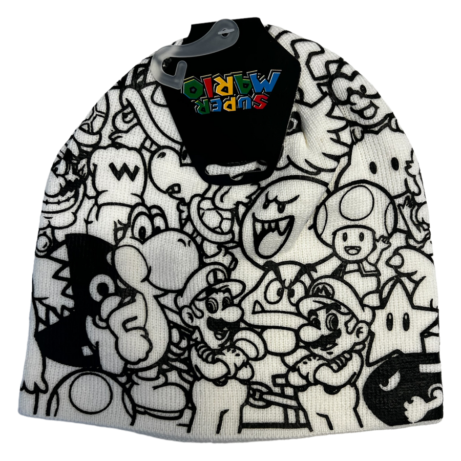 Bioworld-Super Mario: Wit met Allover Print Muts (Nieuw)