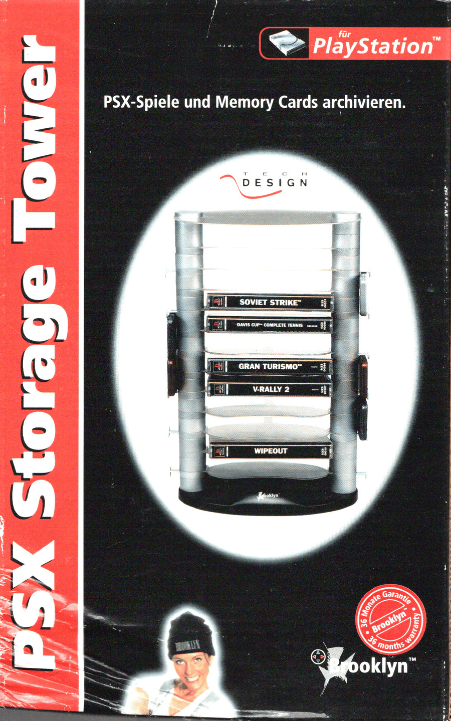 Brooklyn-Game Case Storage Tower voor Playstation 1 Games (Nieuw)