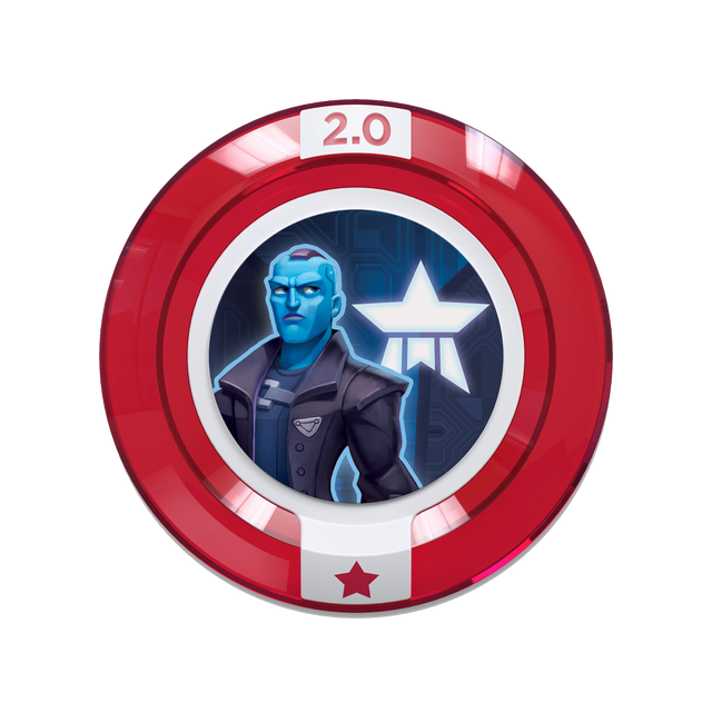 Disney Infinity 2.0 power disc Marvel Team Up Yondu, ronde rode disc met Yondu en een Ravagers-embleem