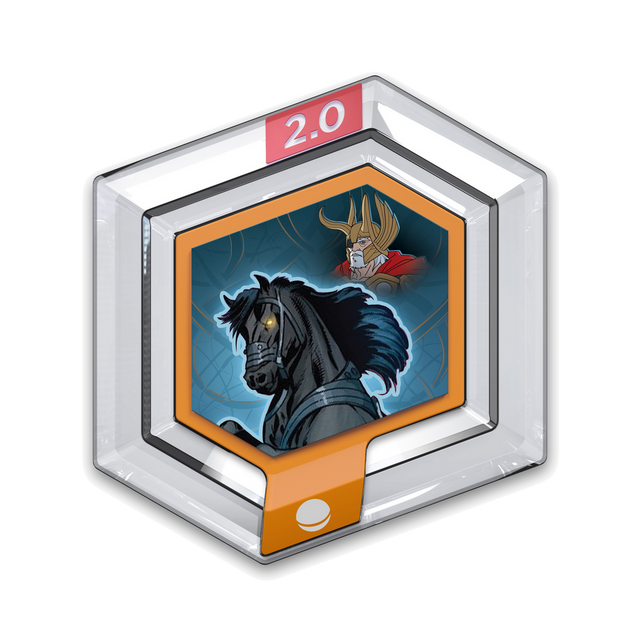 Disney Infinity 2.0 power disc Odin's Horse, zeshoekige disc met een zwart paard en een gehelmde krijger met witte baard