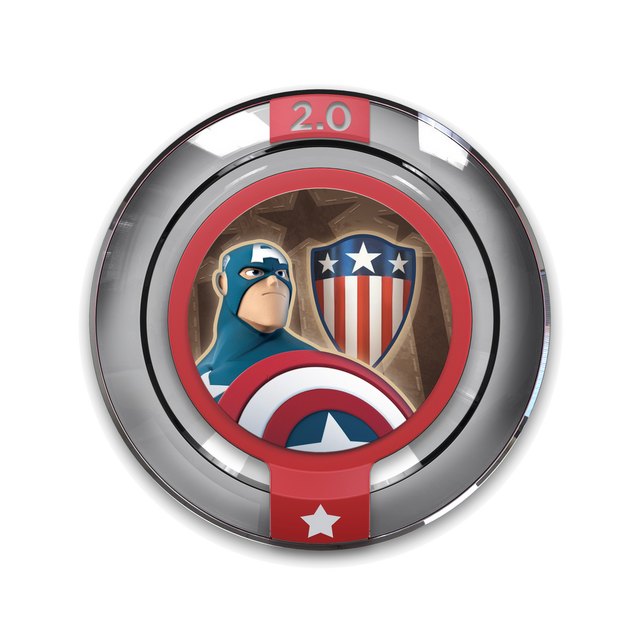 Disney Infinity 2.0 power disc Sentinel of Liberty, ronde zilveren disc met Captain America en zijn oude schild