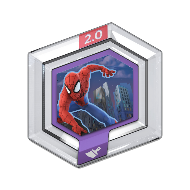 Disney Infinity 2.0 power disc Spidey's Sky, zeshoekige disc met Spider-Man voor wolkenkrabbers en avondlucht