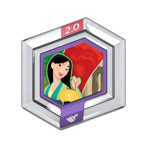 Disney Infinity 2.0 power disc, zeshoekige disc met Mulan voor rode zijde en een Chinees gebouw