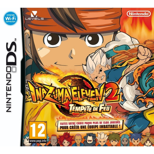 Nintendo DS Inazuma Eleven 2 Firestorm van Level-5, doos voorkant, Franse uitgave Tempête de Feu