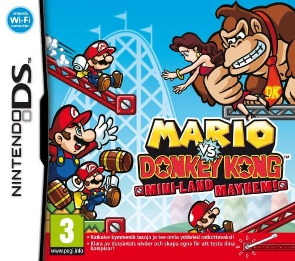 Nintendo DS Mario vs. Donkey Kong Mini-Land Mayhem van Nintendo, doos voorkant, Scandinavische uitgave