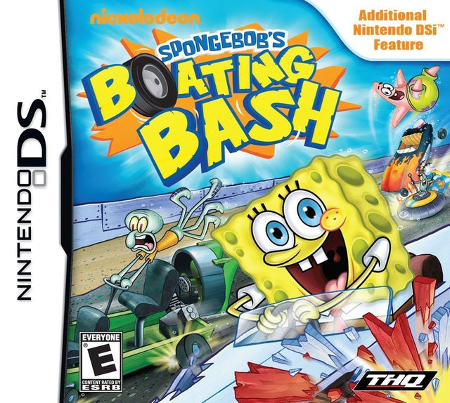 Nintendo DS SpongeBob SquarePants Boating Bash van THQ, Amerikaanse ESRB-doos voorkant, tweedehands