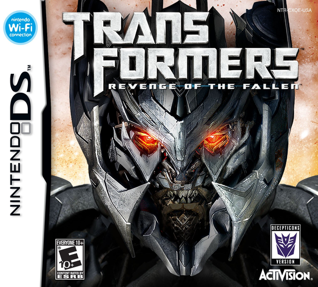 Nintendo DS Transformers Revenge of the Fallen Decepticons, doos voorkant met Megatron, Amerikaanse ESRB-uitgave, tweedehands