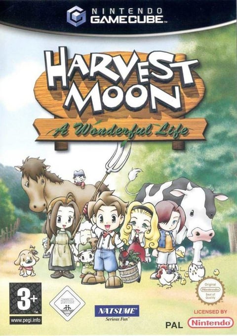 Nintendo GameCube Harvest Moon A Wonderful Life, doos voorkant met USK-label, tweedehands