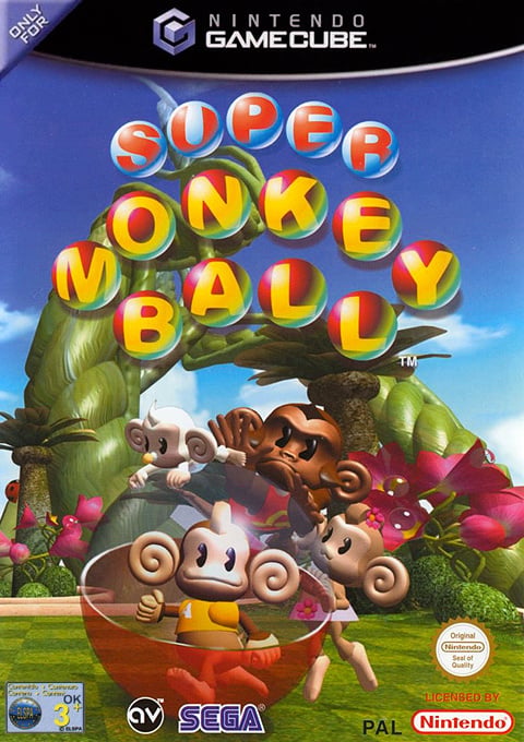 Nintendo GameCube Super Monkey Ball, doos voorkant met Brits ELSPA-label, tweedehands