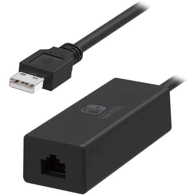 Hori LAN Internet Adapter voor Nintendo Switch en Wii U, zwart, met USB-stekker en LAN-poort