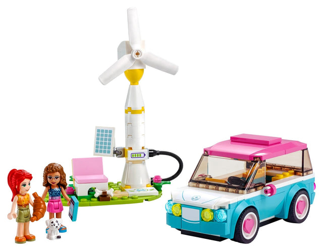LEGO Friends Olivia's Electric Car 41443, gebouwd model met elektrische auto en windmolen, tweedehands