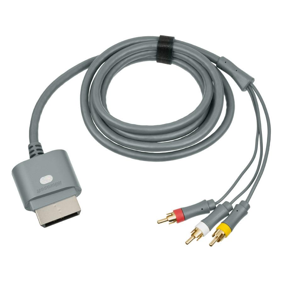 Microsoft Xbox 360 AV-kabel, grijs, consolestekker met drie tulpstekkers voor beeld en geluid, tweedehands