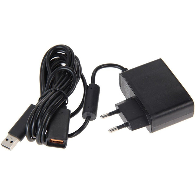 Microsoft Xbox 360 Kinect adapter, zwart, voedingsblok met Europese stekker, USB-stekker en Kinect-aansluiting, tweedehands