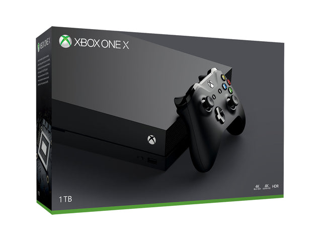 Microsoft Xbox One X console 1 TB, zwart, doos voorkant, tweedehands