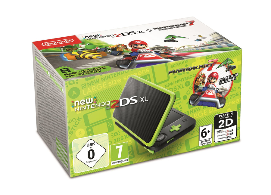 Nintendo-New 2DS XL Console - Lime Green + Mario Kart 7 (in doos) Tweedehands